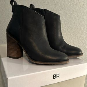 Black Leather BP booties New In Box (NIB). Purchased at Nordstrom
